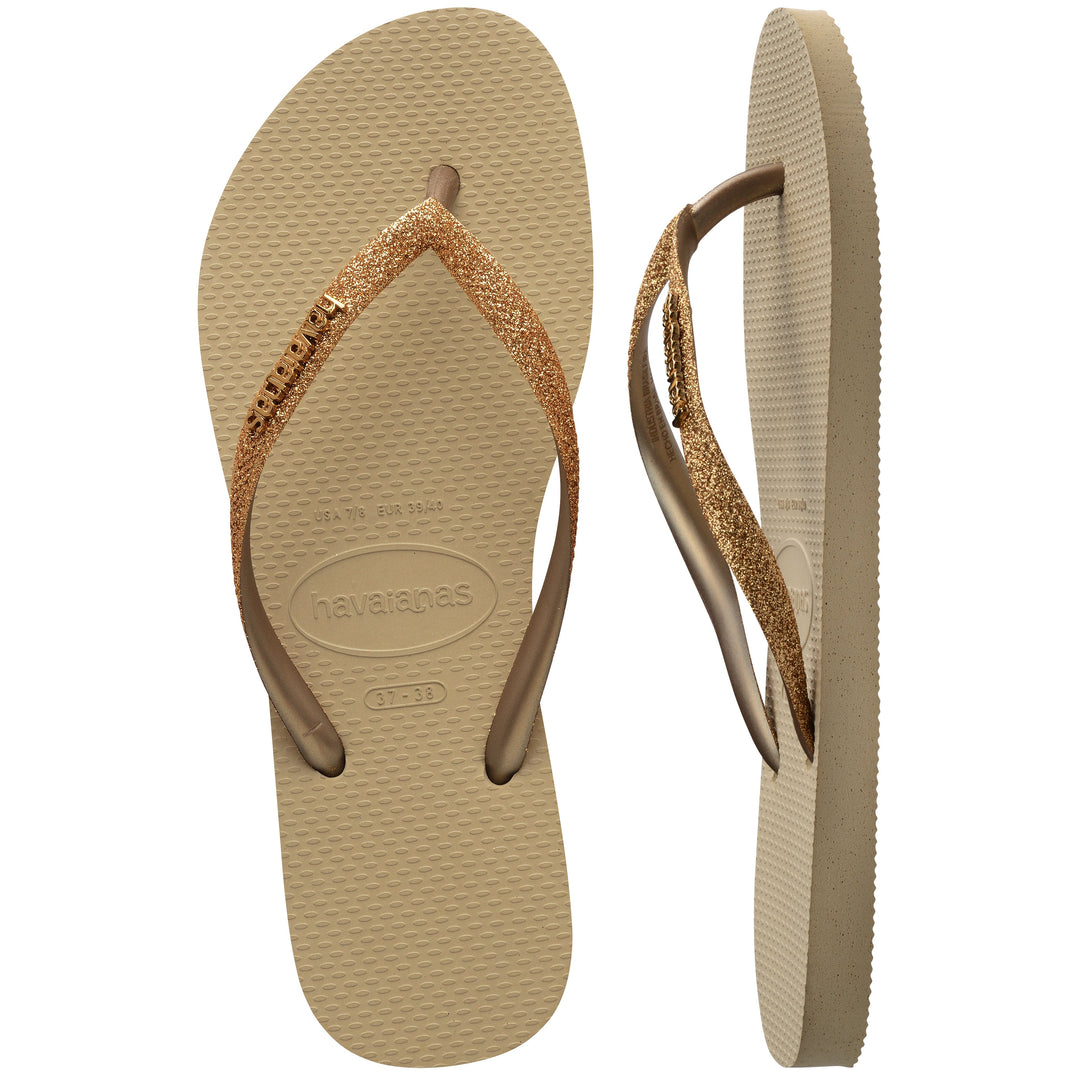 Forudbestilling - Havaianas - Slim Glitter II - Sand/GoldenLightMeta Badesandaler 