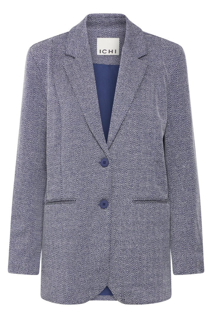 Ichi - Ihkate Jacquard Oversize Bl 20121605 - 900000478 - Patriot Blue Herringbone