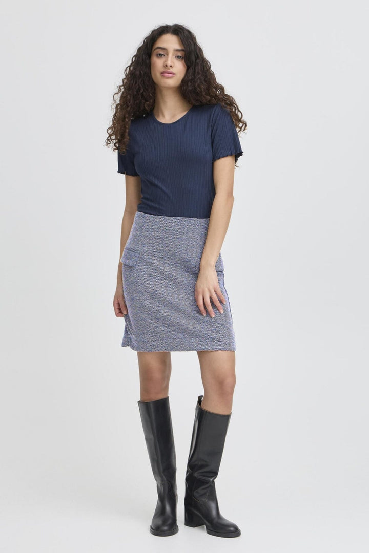 Ichi - Ihkate Jacquard Sk5 20121603 - 900000478 - Patriot Blue Herringbone