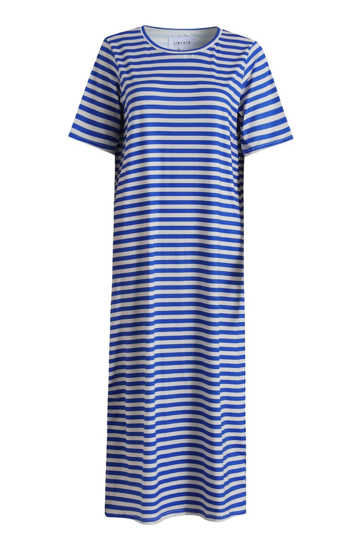 Liberte - Alma-Tshirt-Dress 9562 - Stripe Ivory Cobolt