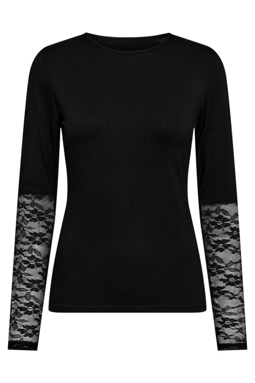 Forudbestilling - Liberte - Isa-Ls-Lace-Sleeve-Blouse - Black Flower2 Bluser 