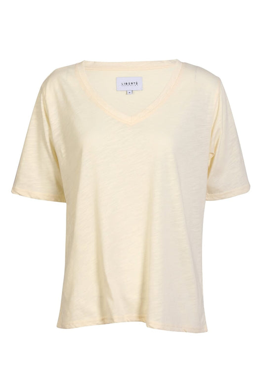 Liberte - Ulla-Ss-Vneck-Tshirt 21675 - Ivory
