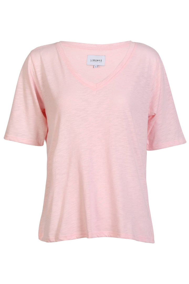 Liberte - Ulla-Ss-Vneck-Tshirt 21675 - Light Rose