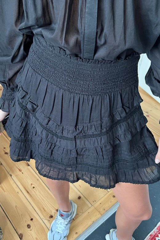 Forudbestilling - Neo Noir - Donna S Voile Skirt - Black - (Marts) Nederdele 