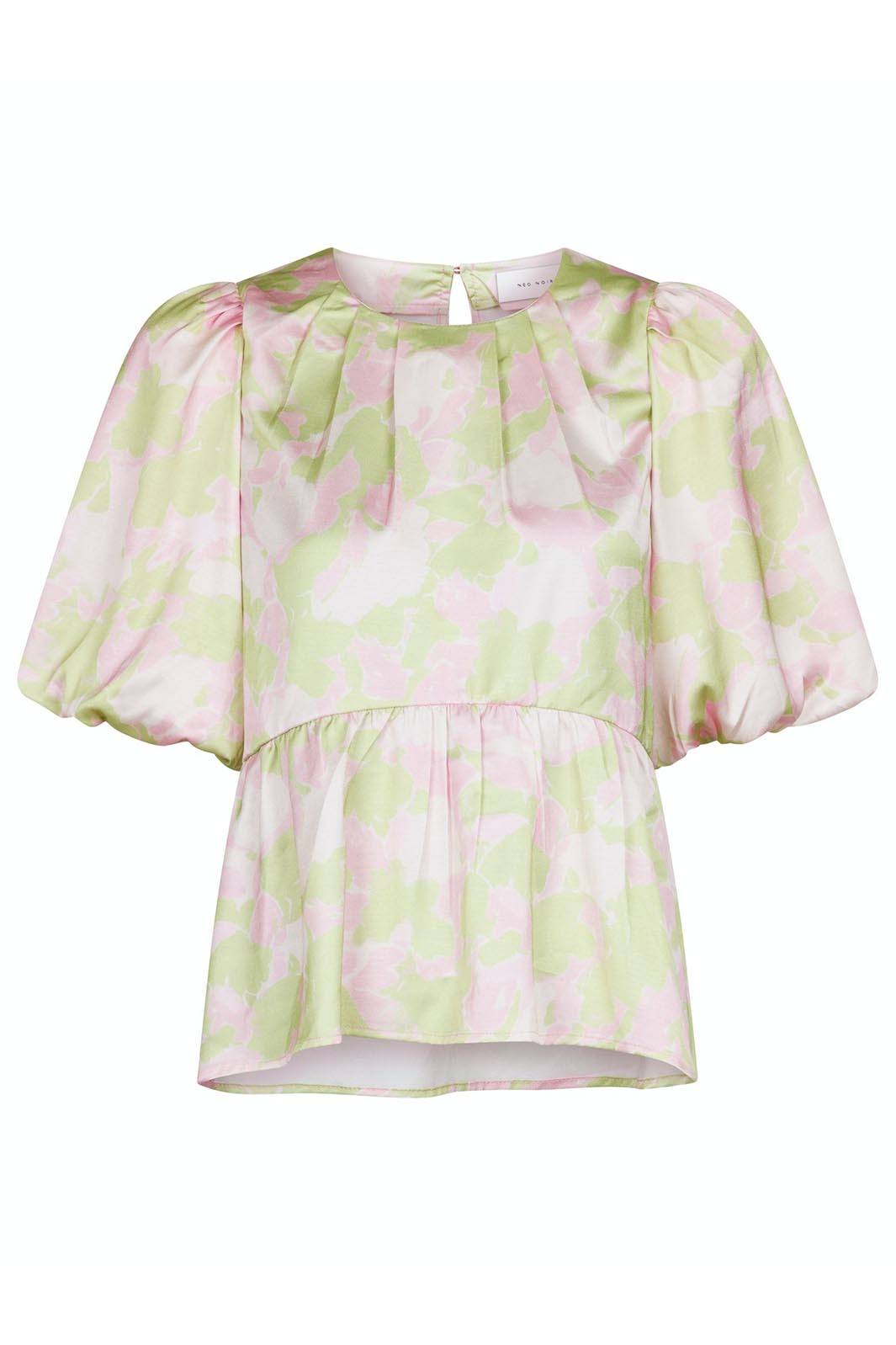Forudbestilling - Neo Noir - Ruthie Flower Brush Blouse - Lime Green (Juni) Bluser 