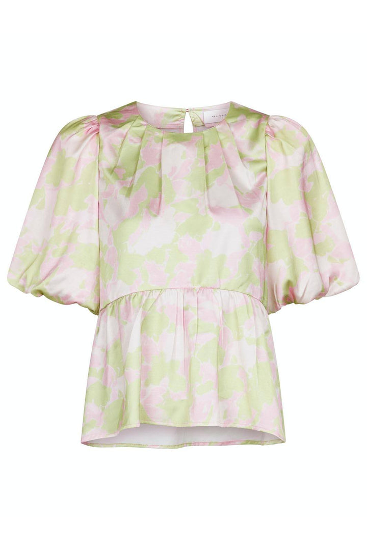 Forudbestilling - Neo Noir - Ruthie Flower Brush Blouse - Lime Green (Juni) Bluser 