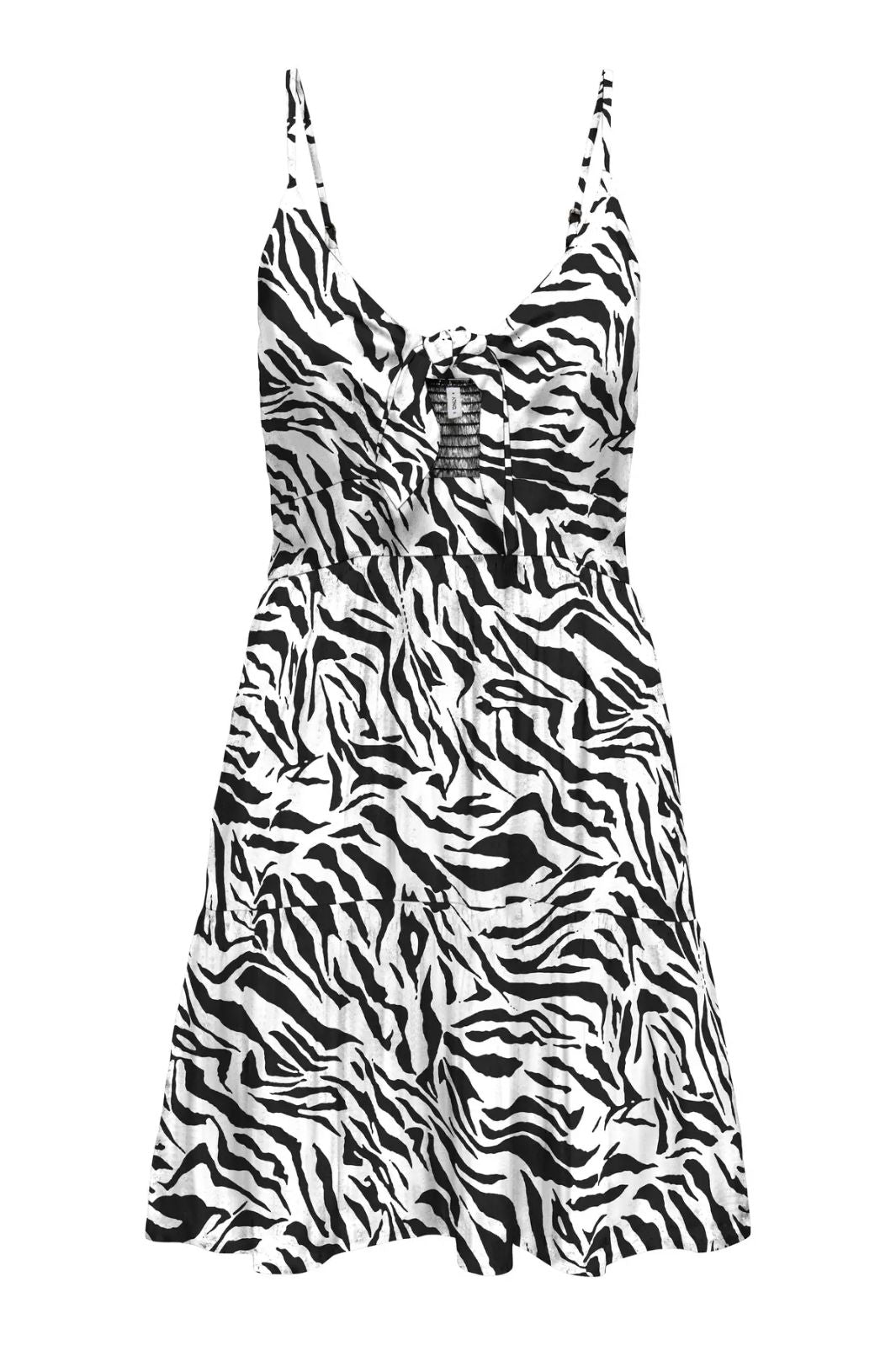 Voorbestelling - Only - Onljennie S/L Knot Short Dress Ox - 4948115 Black Zebra
