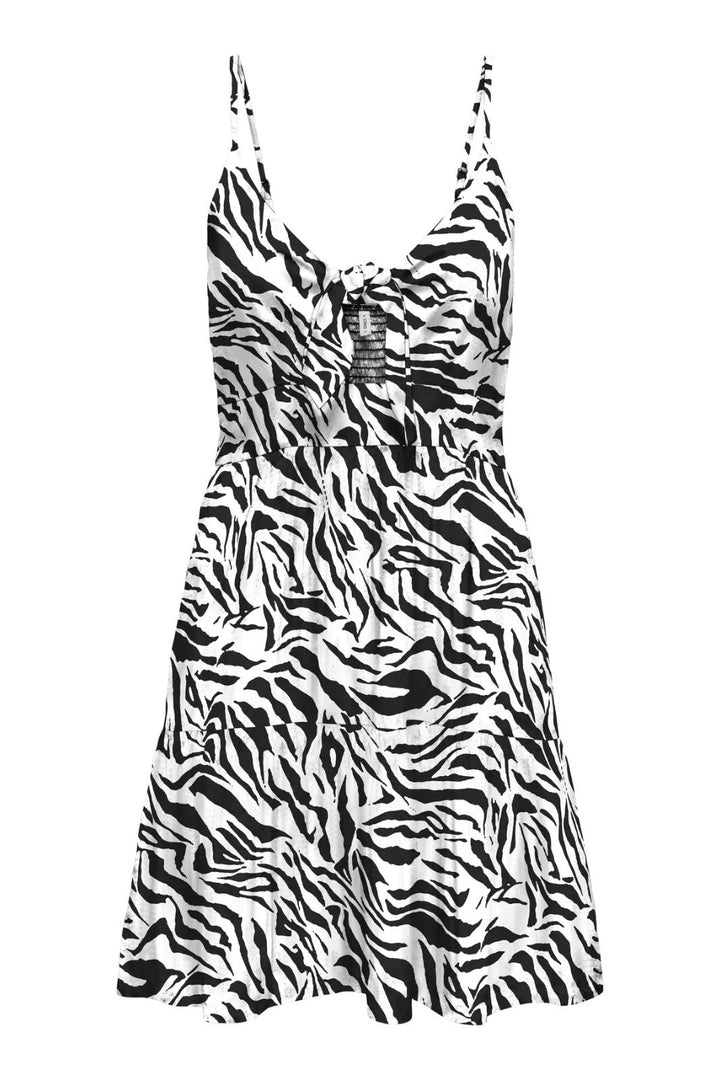 Voorbestelling - Only - Onljennie S/L Knot Short Dress Ox - 4948115 Black Zebra