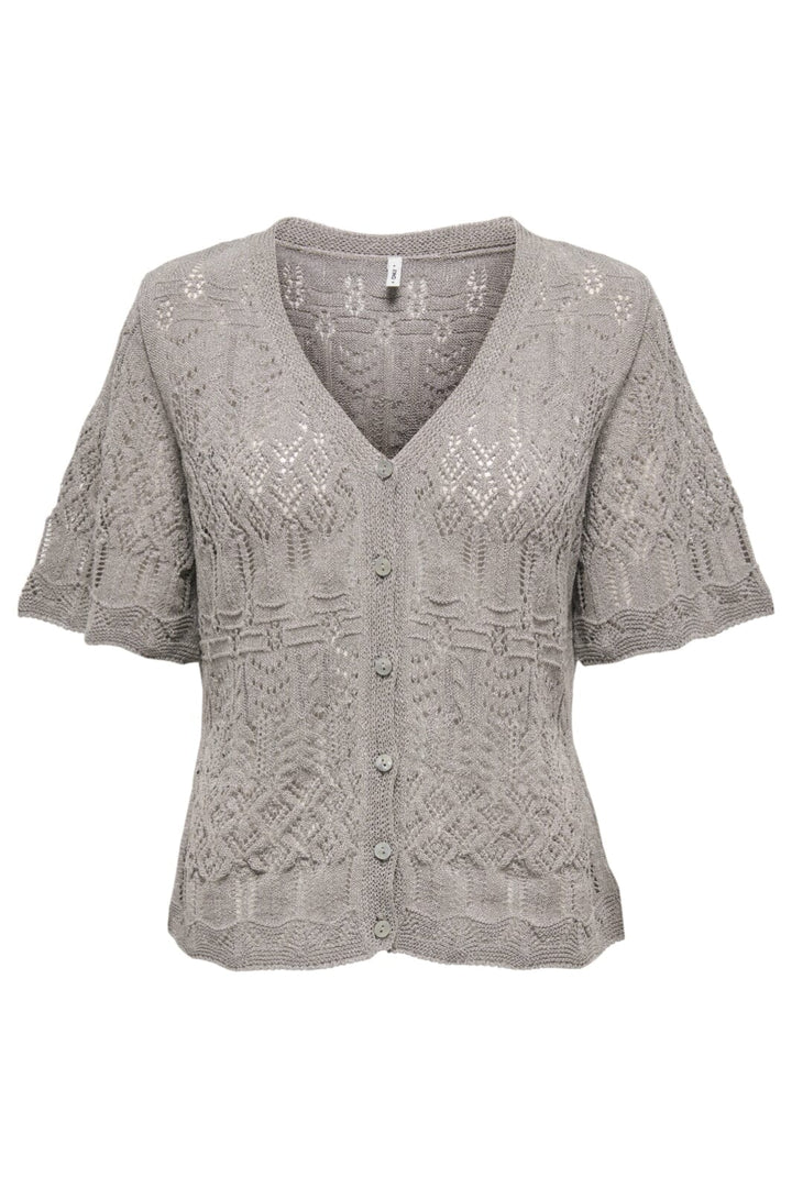 Forudbestilling - Only - Onllovely Ss Glitter Button Top Knt - 4916203 Weathered Teak Silver