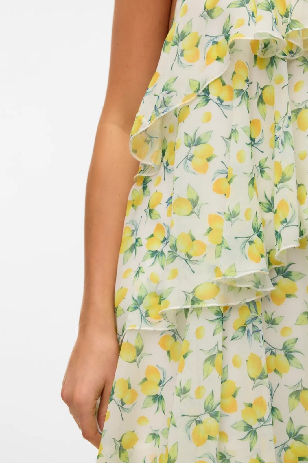 Forudbestilling - Vero Moda - Vmfelicia Sl Ruffle Maxi Dress - 4783970 Star White Lemon Aop