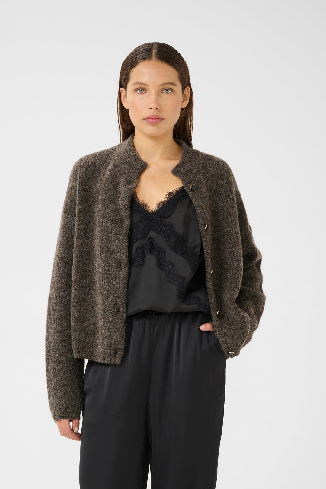 Gestuz - Alphagz Short Cardigan 10905931 - 107959 - Chestnut Melange Cardigans 