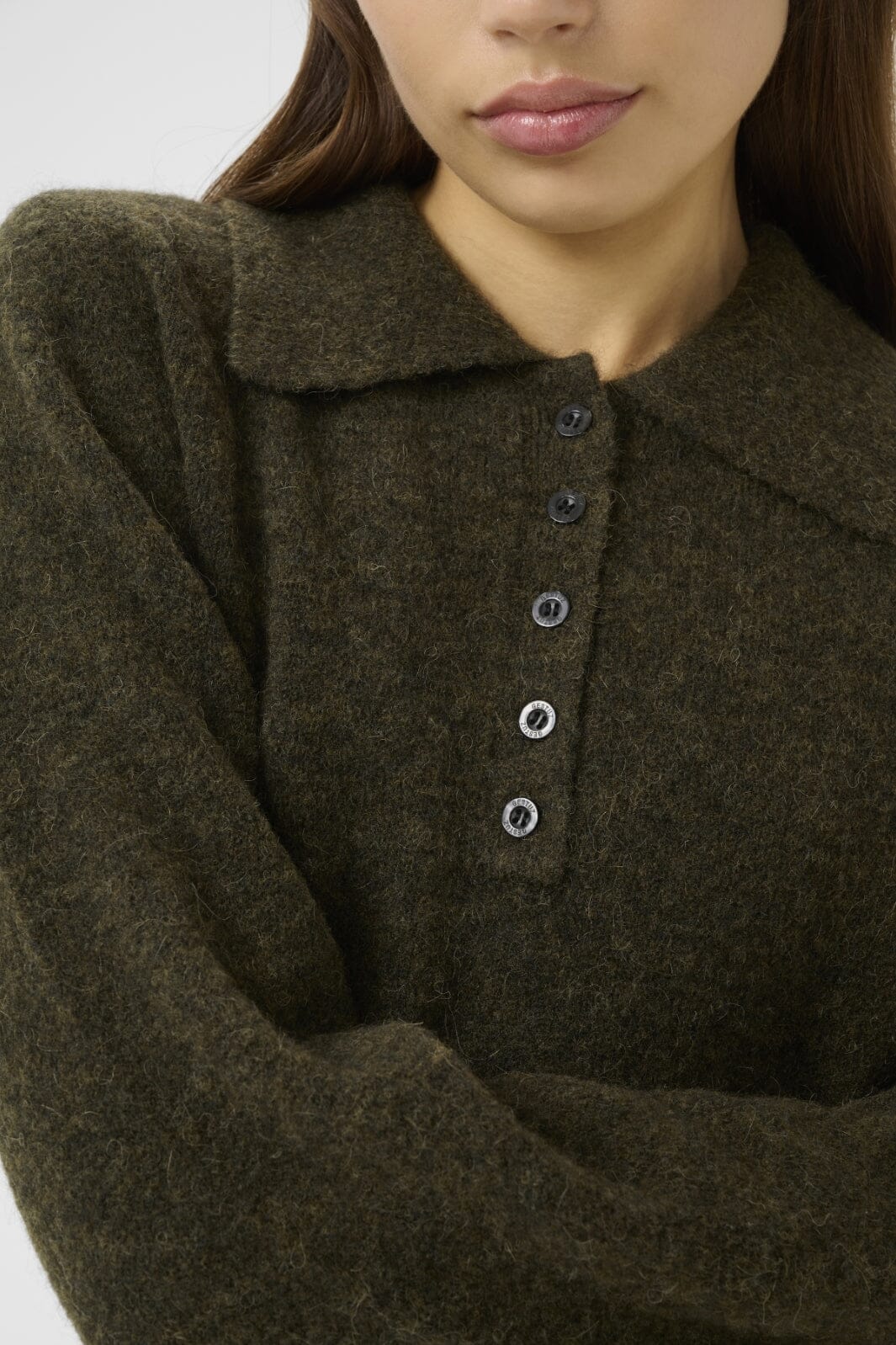 Gestuz - Gzalpha Polo Pullover 10910589 - 108311 - Olive Mélange Strikbluser 