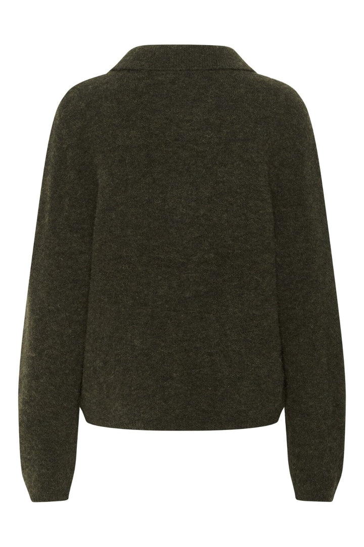 Gestuz - Gzalpha Polo Pullover 10910589 - 108311 - Olive Mélange Strikbluser 