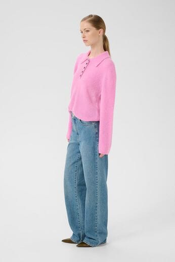 Gestuz - Gzalpha Polo Pullover 10910589 - 108700 - Begonia Mélange Strikbluser 