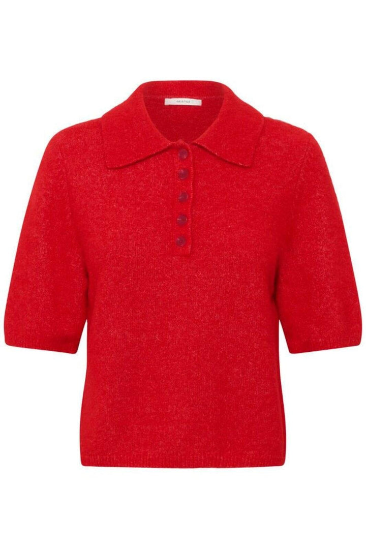 Gestuz - Gzalpha Ss Polo Pullover 10910852 - 109238 - Postbox Mélange Strikbluser 