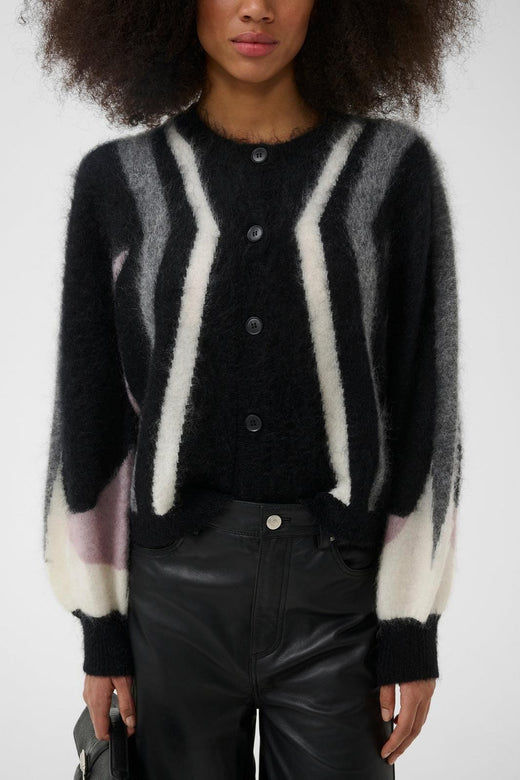 Gestuz - Gzdebbie Multi Cardigan 10911645 - 1000039 - Black/Off White/Grey/Quail Cardigans 