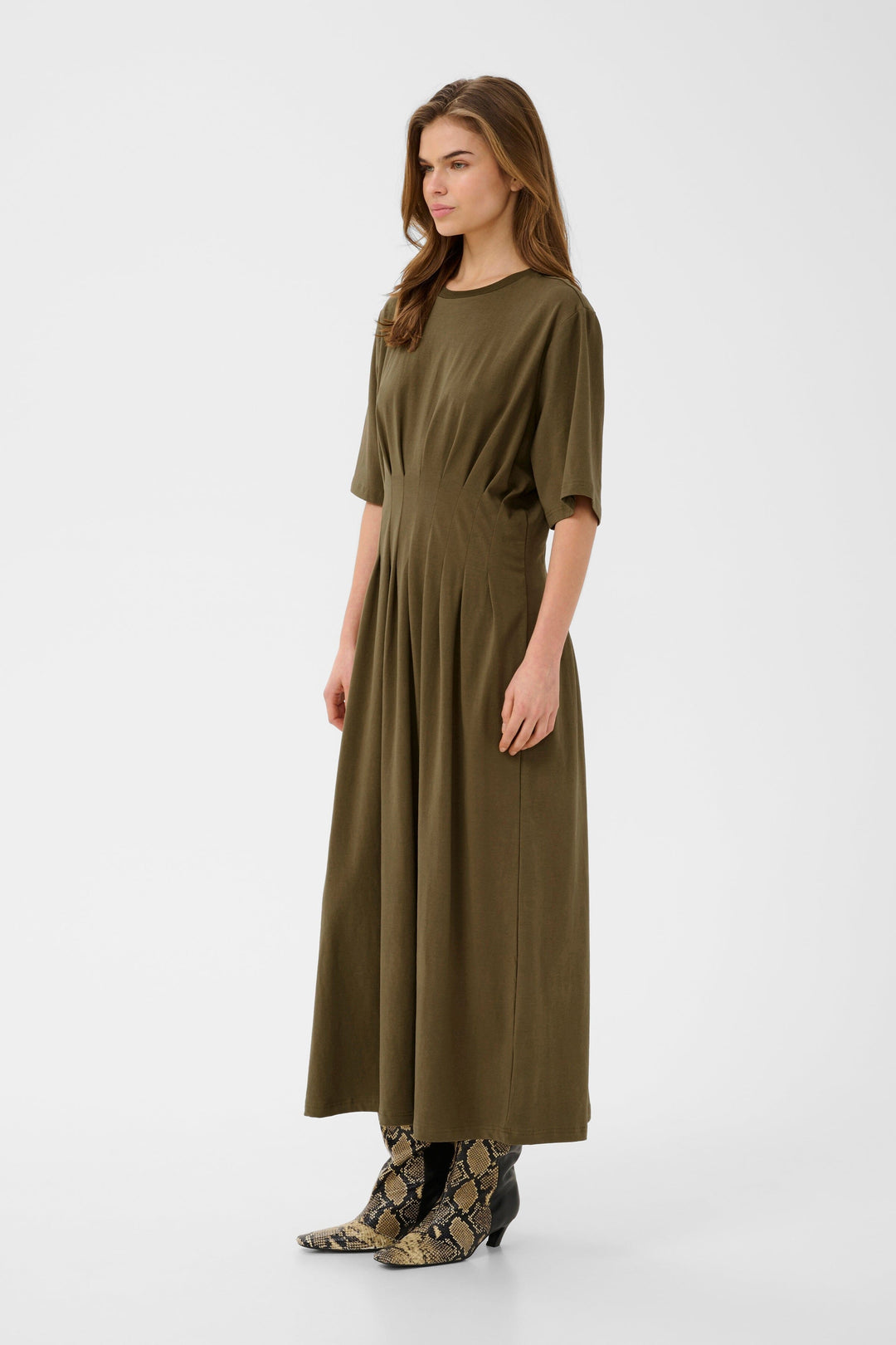 Gestuz - Gzinez Long Dress 10911383 - 190622 - Military Olive Kjoler 