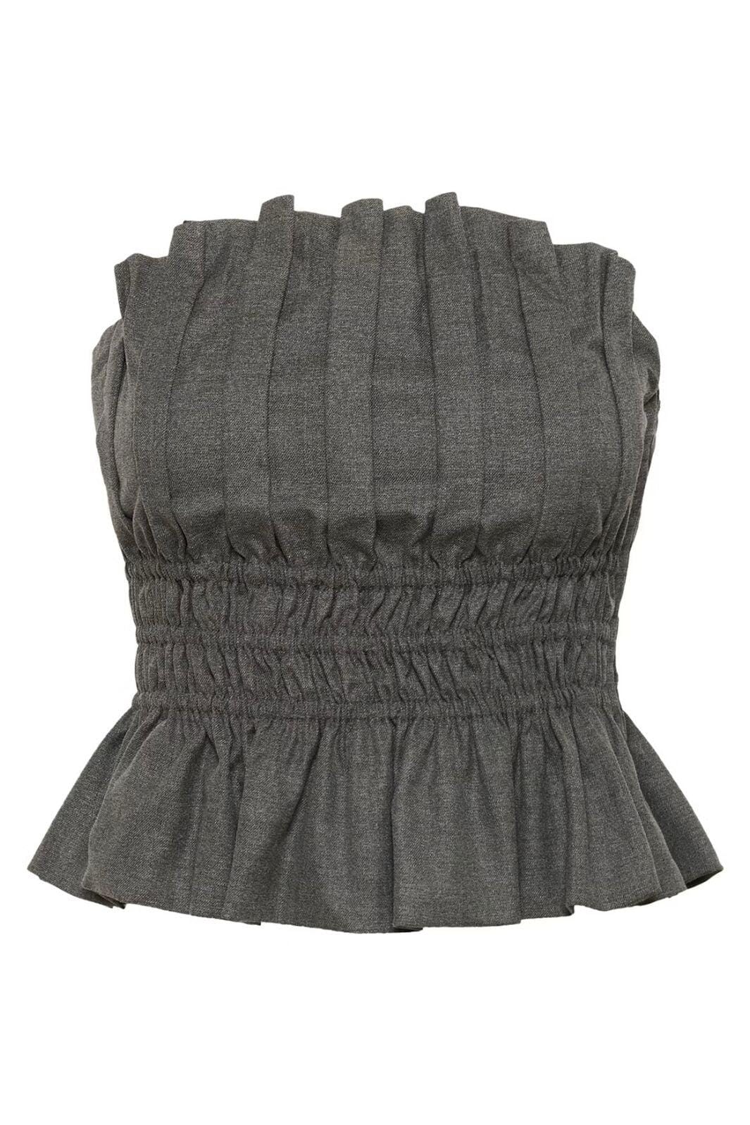 Gestuz - Gzpauline Corset 10909868 - 100494 - Dark Grey Melange Toppe 
