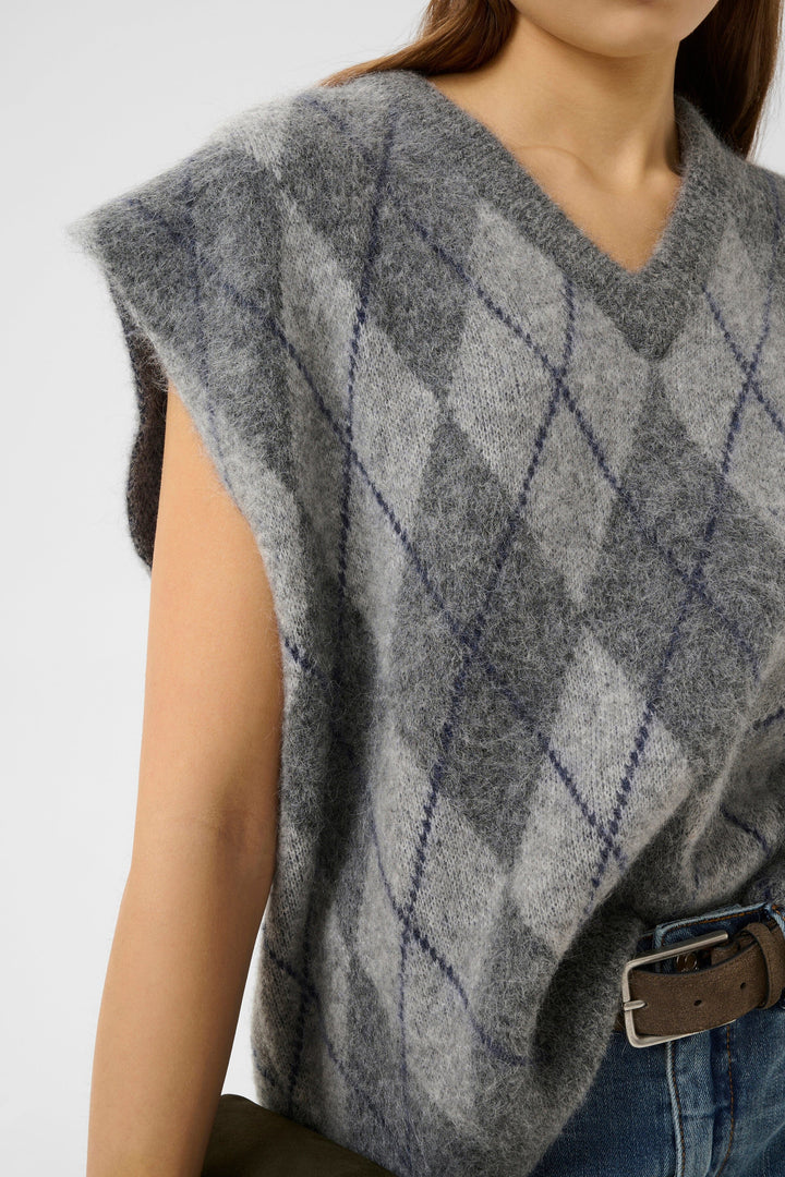 Gestuz - Gzsasi Vest 10910731 - 108584 - Check Dark Grey/Grey/Blue Comb Frakker 