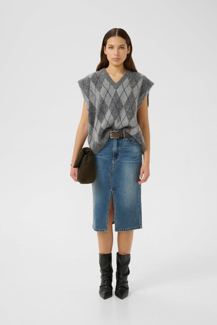 Gestuz - Gzsasi Vest 10910731 - 108584 - Check Dark Grey/Grey/Blue Comb Frakker 