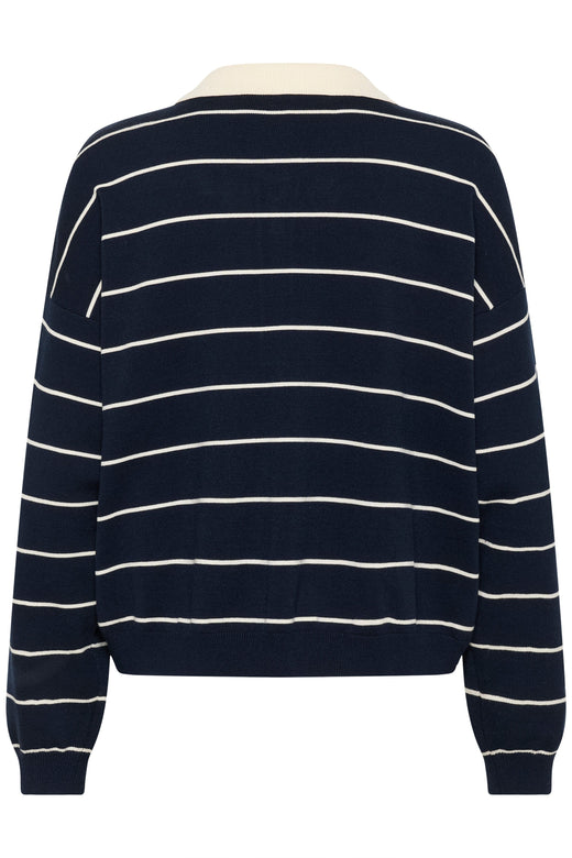 Gestuz - Gztaige Polo Pullover 10910829 - 109335 - Skycaptain Striped Strikbluser 
