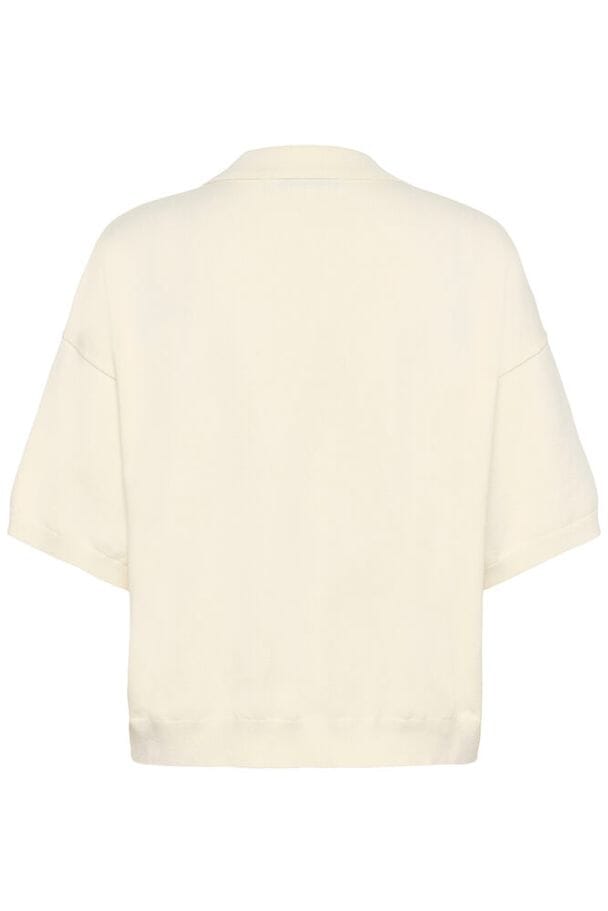 Gestuz - Gztalla Ss Polo Pullover 10910940 - 110103 - Egret Strikbluser 