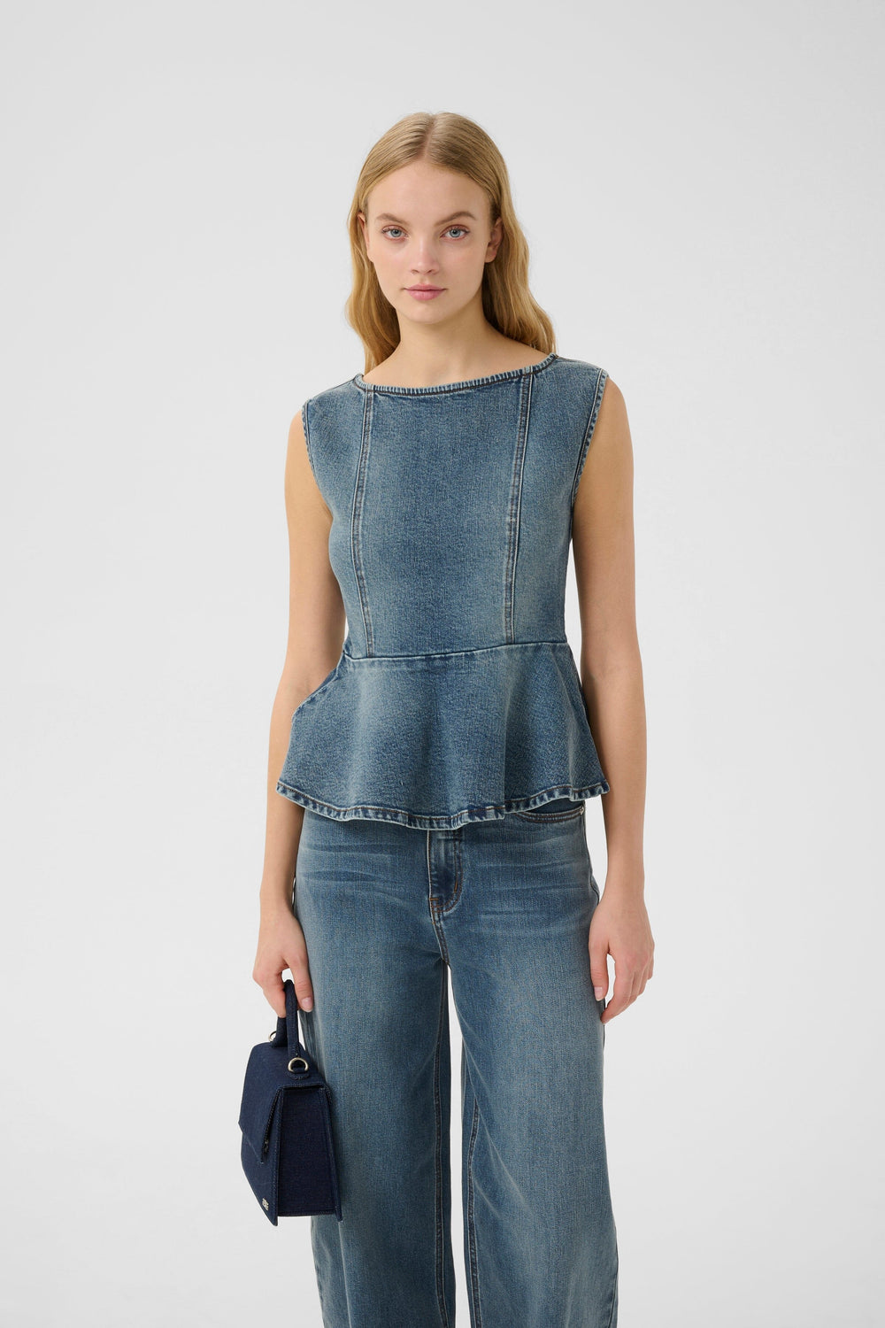 Gestuz - Gzviva Sl Top 10910572 - 108303 - Vintage Blue Denim Toppe 