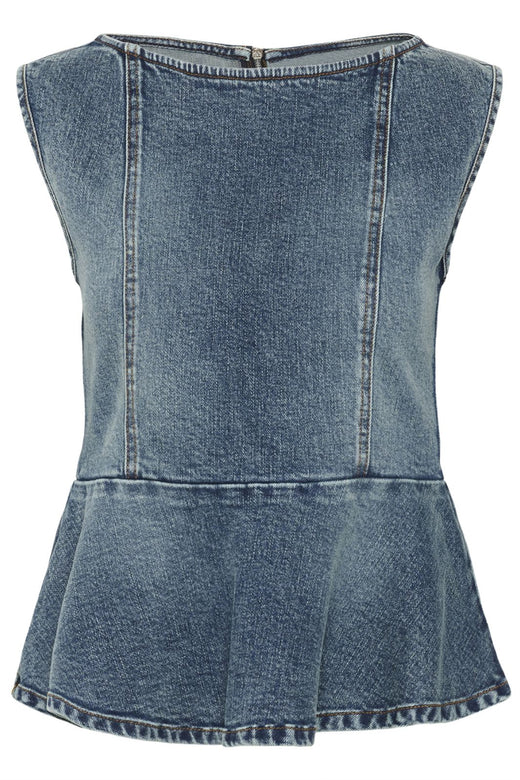 Gestuz - Gzviva Sl Top 10910572 - 108303 - Vintage Blue Denim Toppe 