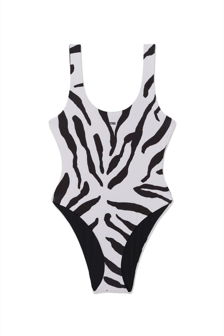 Gestuz - Gzzaiba Swimsuit 10911195 - 109379 - Graphic Black White Animal Badedragter 