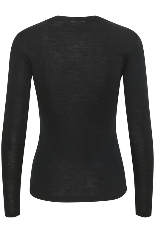 Gestuz - NiniaGZ ls wool roundneck - Black Bluser 