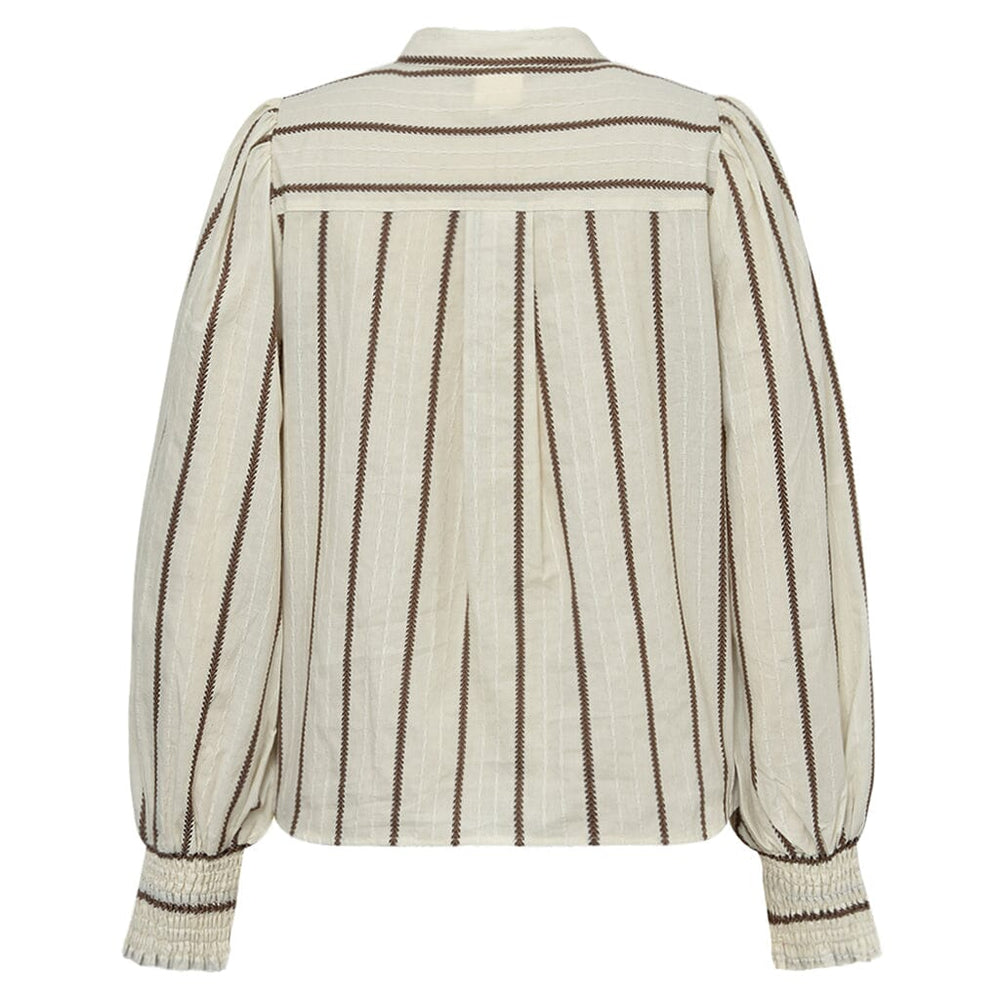 Gossia - Annemaigo Jo Blouse G2774 - Off-White/Brown Stripes Bluser 