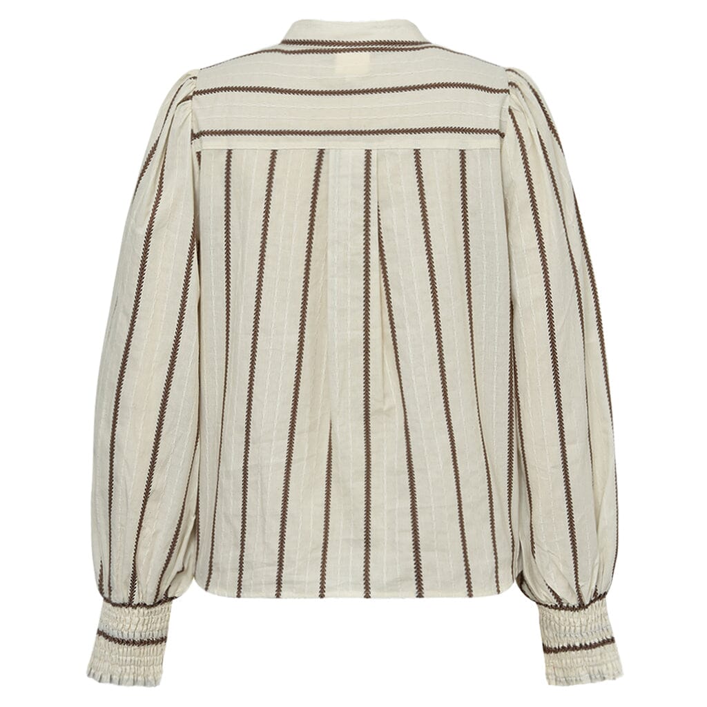 Gossia - Annemaigo Jo Blouse G2774 - Off-White/Brown Stripes Bluser 