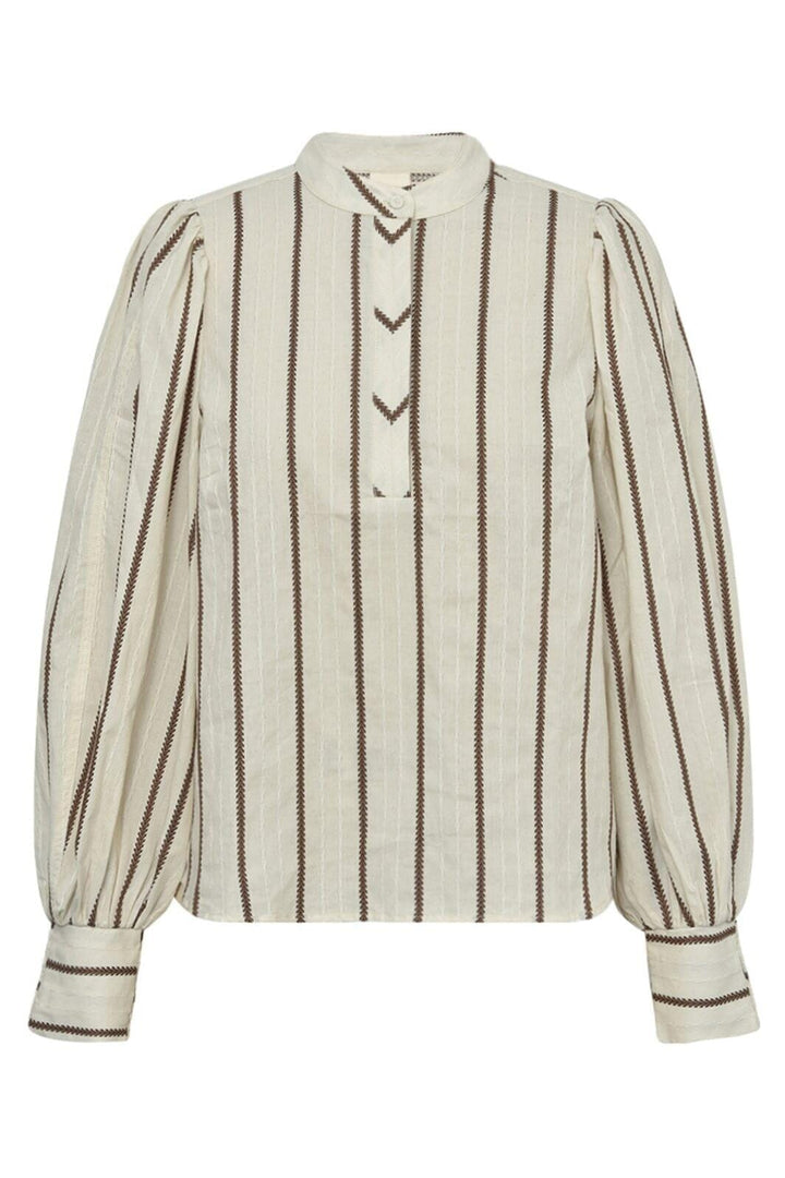Gossia - Annemaigo Jo Blouse G2774 - Off-White/Brown Stripes Bluser 