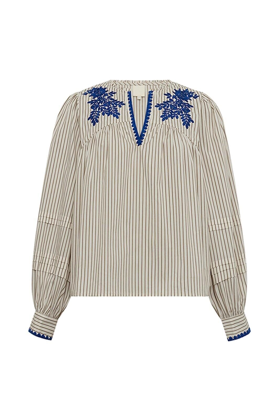 Gossia - Luisago Blouse G3040 - Creme Brown Stripes