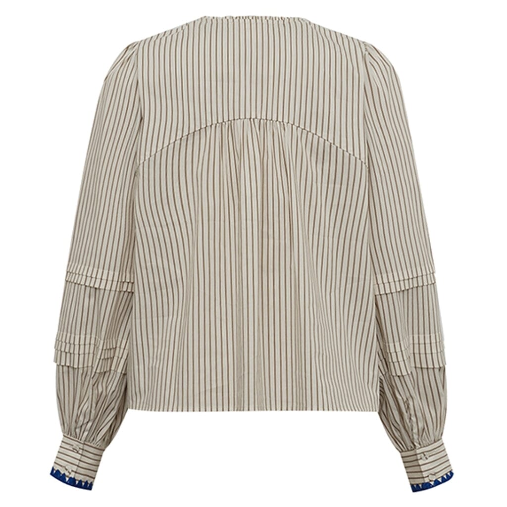 Gossia - Luisago Blouse G3040 - Creme Brown Stripes Bluser 