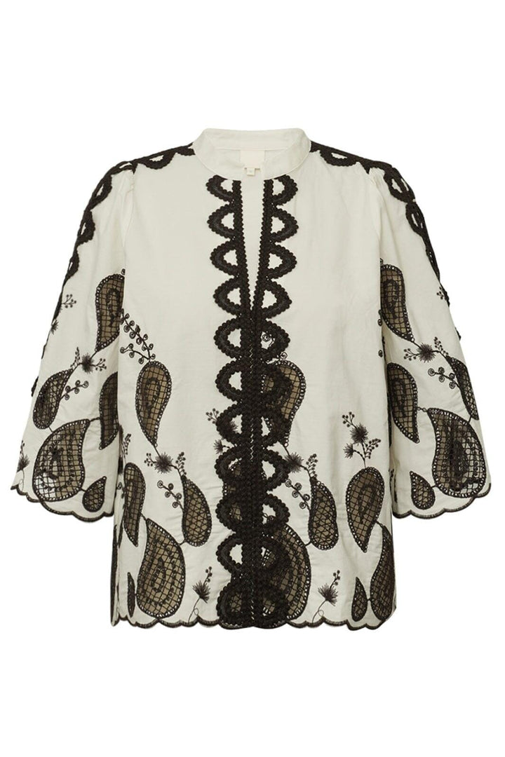 Gossia - Miraago Blouse G2843 - Creme - Brown Bluser 