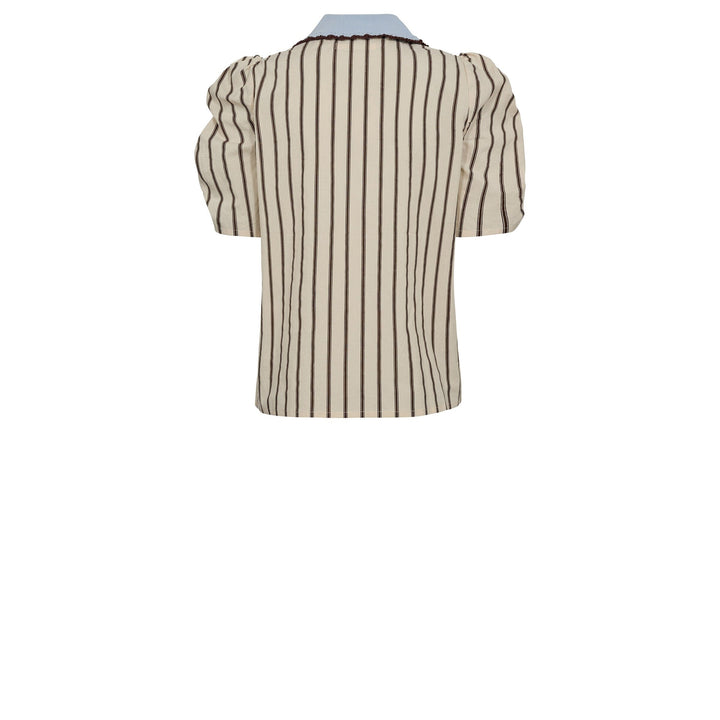 Gossia - Mullego Jo Blouse G2874 - Off-White/Brown Stripes Bluser 