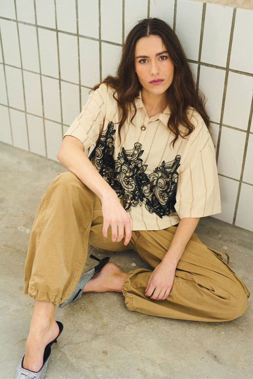 Gossia - Zannago Shirt G3223 - Sand Stripes Skjorter 