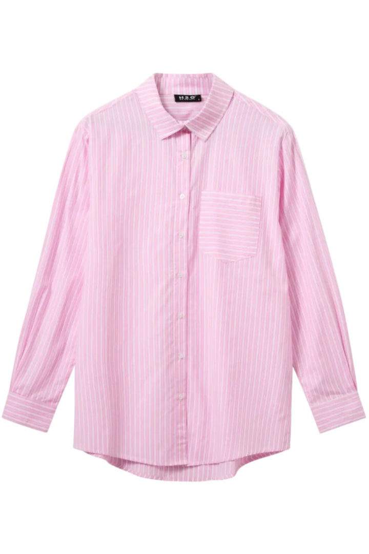 H2O - Rønne Essential Pajamas Shirt L/S 101018-1 - 7093 - Pink/White Skjorter 
