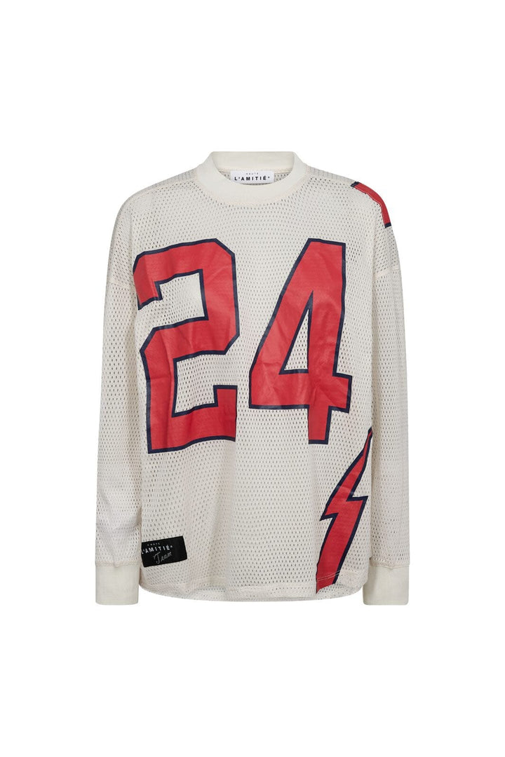 Haute L'Amitié - American Football Ls Tee HL10049 - Pearl/ Red