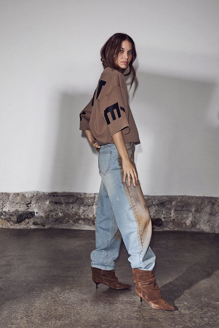 Haute L'Amitié - Barrel Vintage Wash Flip Jeans HL10717 - Bleach Dirt Denim Jeans 