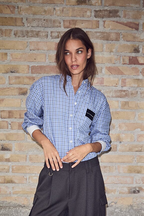 Haute L'Amitié - Contrast Color Check Shirt HL10814 - Blue Skjorter 
