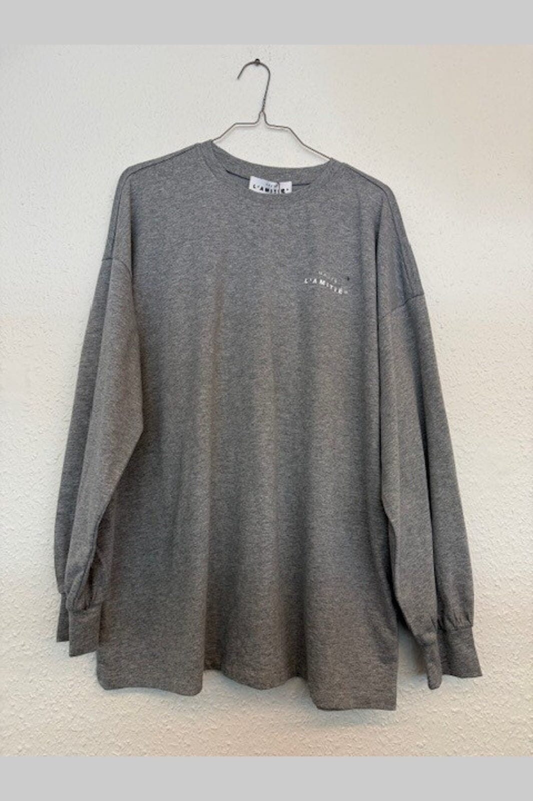 Haute L'Amitié - Crew Neck Ls Tee HL10420 - Grey Melange/ White Print