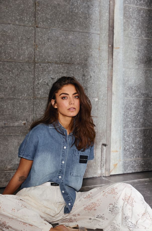 Haute L'Amitié - Denim Ns Logo Shirt HL10593 - Used Denim Skjorter 