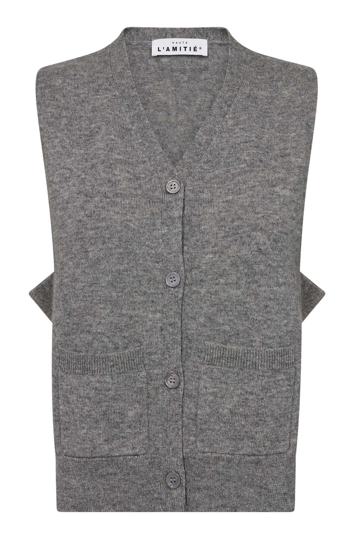 Haute L'Amitié - Duke Cut Vest Hl10972 - Grey Melangé Strikbluser 