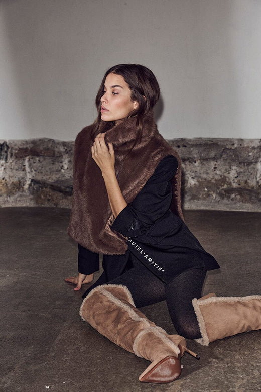 Haute L'Amitié - Fur Neck Warmer HL10681 - Mud Brown Accessories 