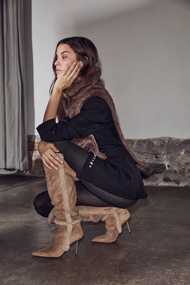 Haute L'Amitié - Fur Neck Warmer HL10681 - Mud Brown Accessories 