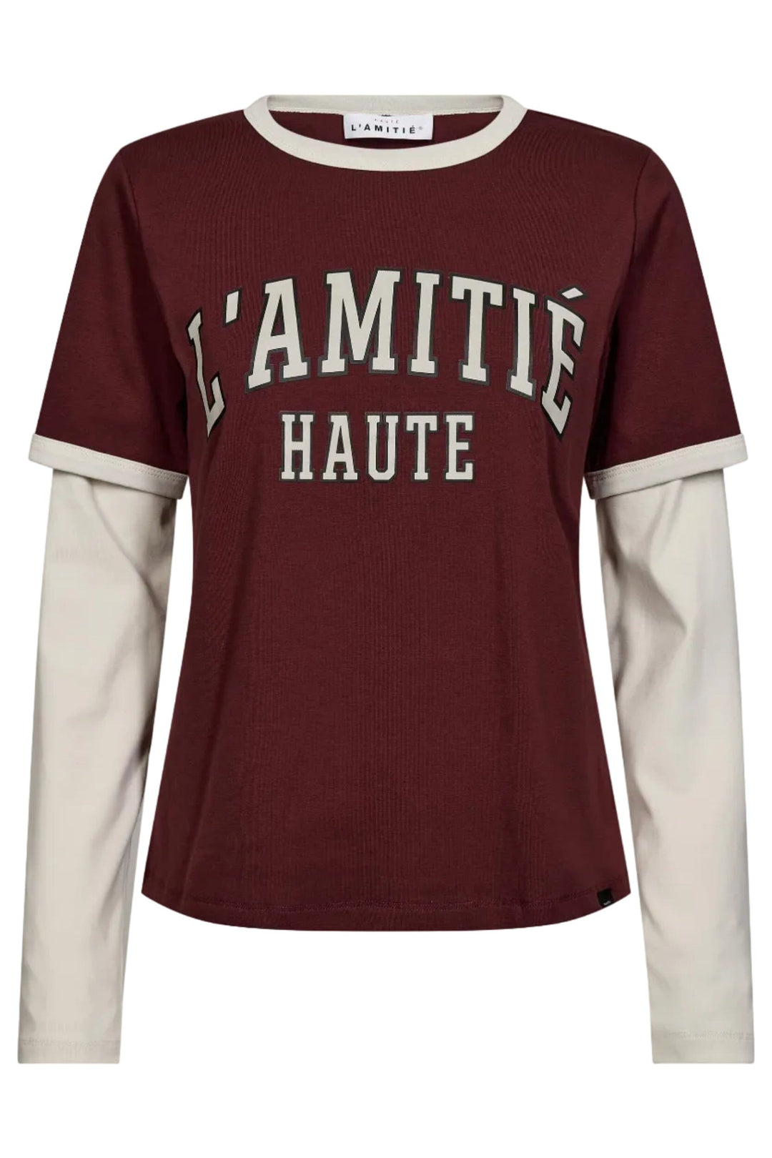 Haute L'Amitié - L'Amitié College Ls Logo Mix Tee Hl11166 - Wine / Pearl T-shirts 