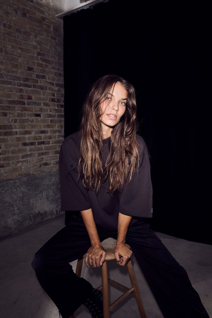 Haute L'Amitié - Maxi Split Ss Logo Sweat HL10461 - Antracit Sweatshirts 