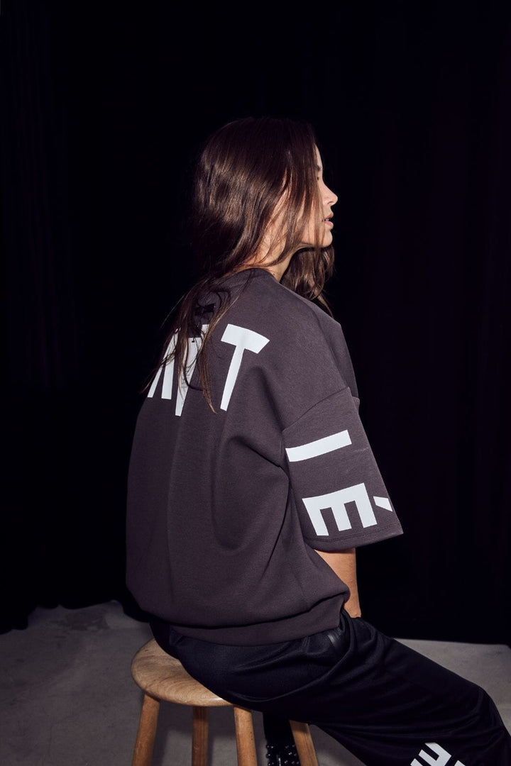 Haute L'Amitié - Maxi Split Ss Logo Sweat HL10461 - Antracit Sweatshirts 